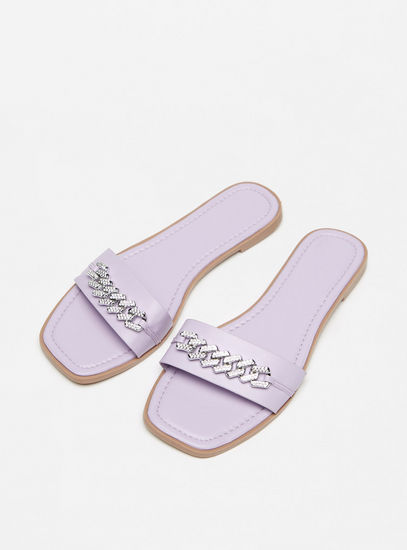 Solid Slip-On Sandals-Eid-image-1