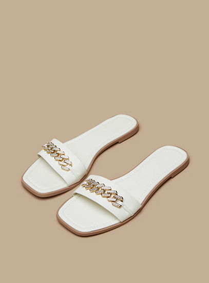 Solid Slip-On Sandals-Flats-image-1