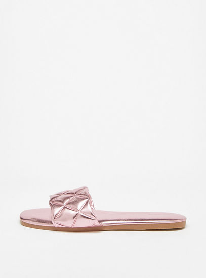 Quilted Slip-On Sandals-Flats-image-0