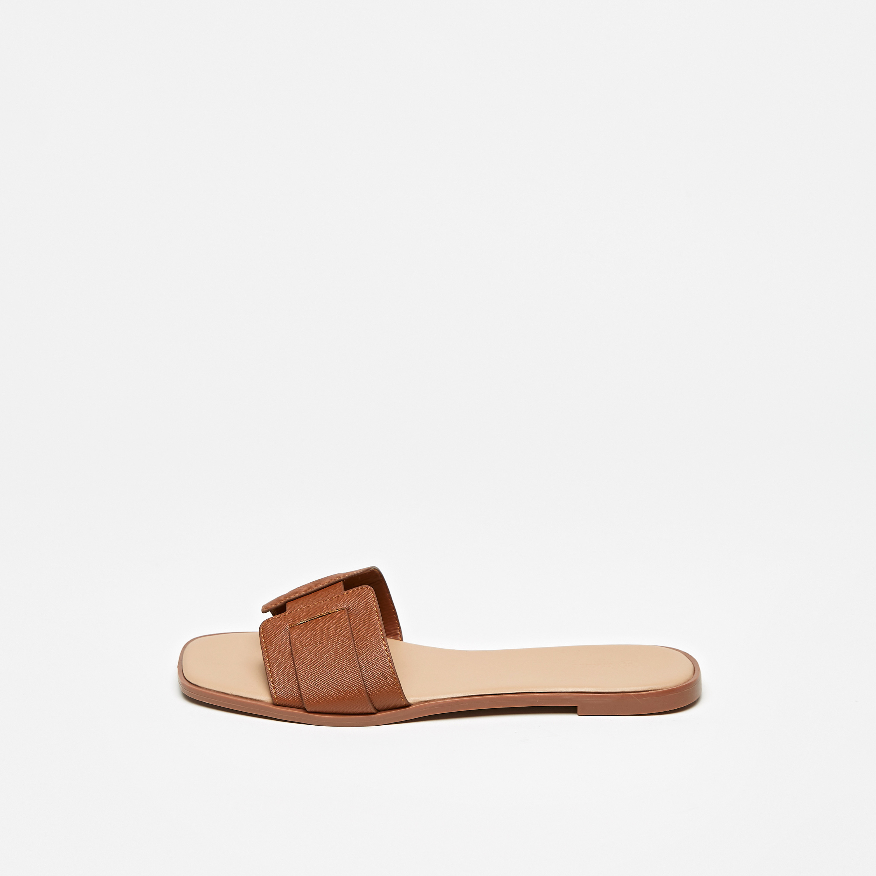 Tan slip store on sandals