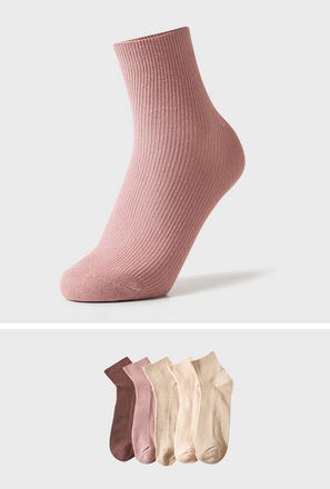 Pack of 5 - Textured Crew Length Socks-mxwomen-shoes-socksandstockings-3