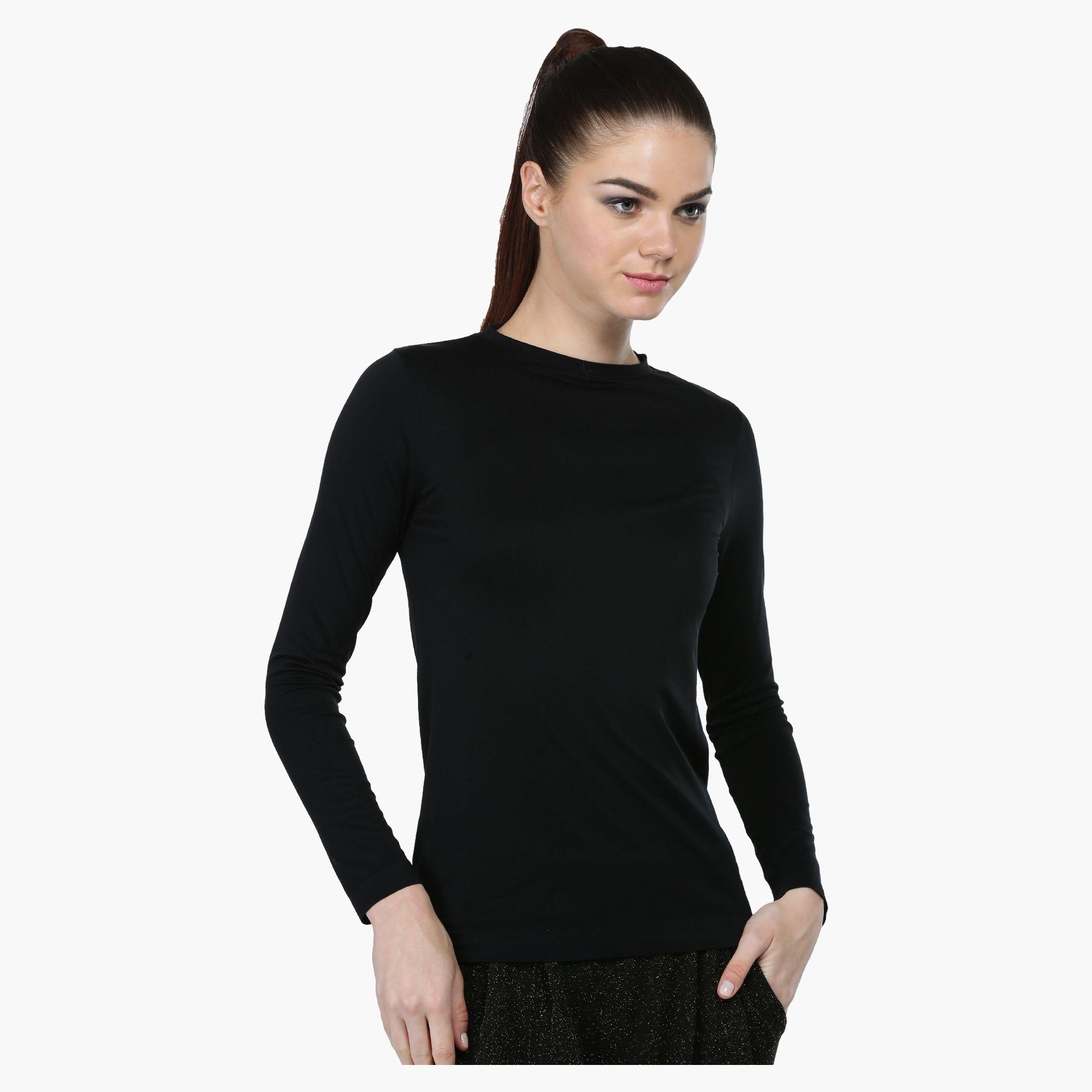 トップス Kashiko Monk Long Sleeve Top Black Monki jersey long sleeve top with ruched heart detail in