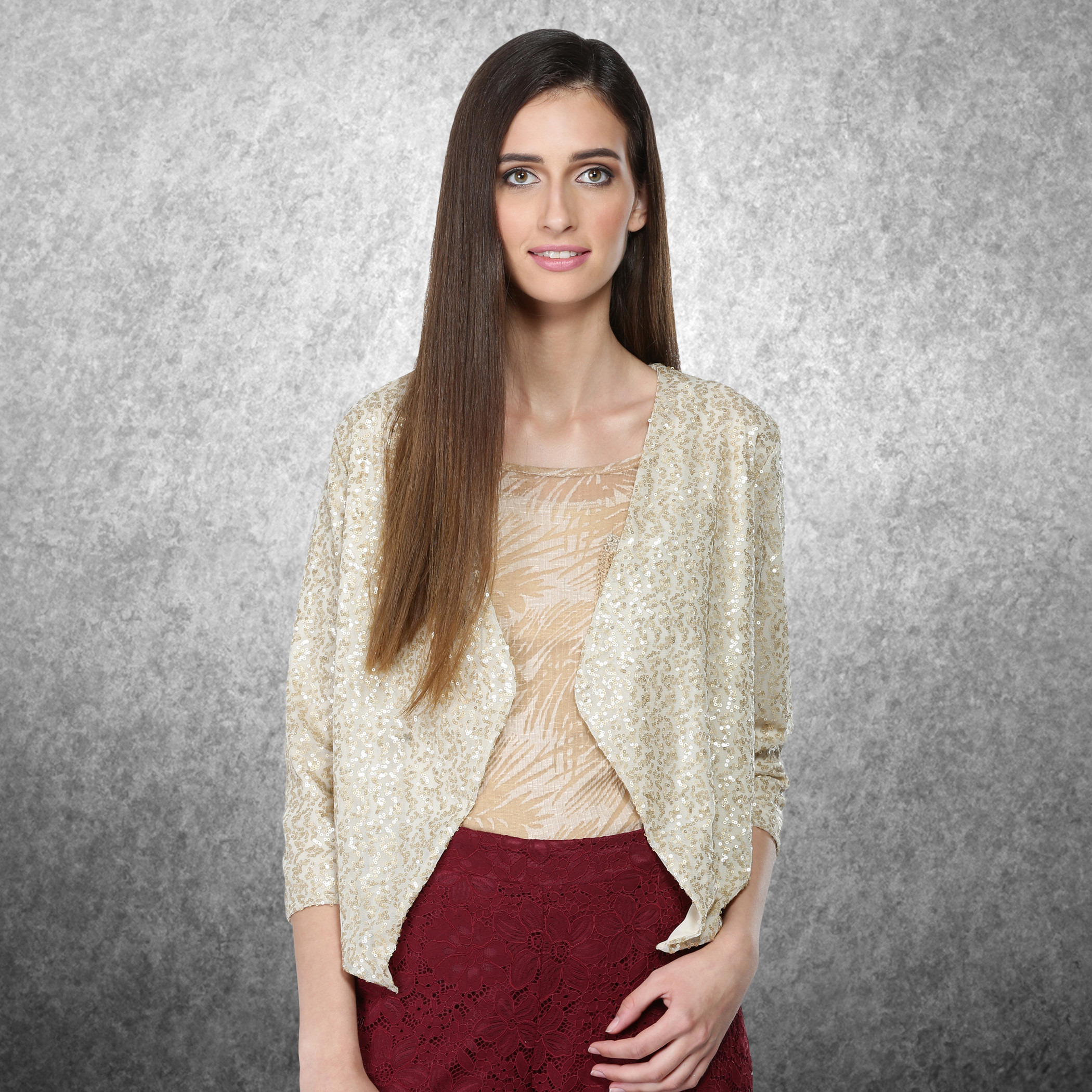 Shop Sequin Jacket with 3 4 Sleeves Online Max UAE