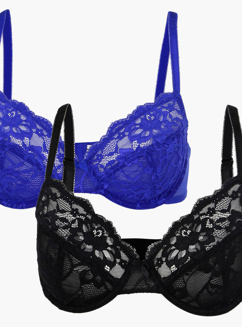 Shop Lace Bra with Spaghetti Straps - Set of 2 Online