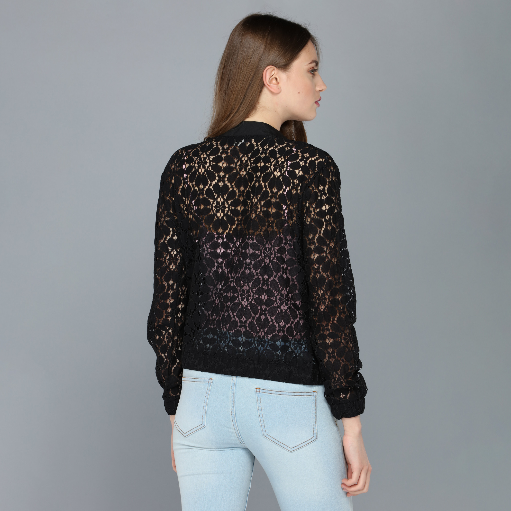 Womens black lace on sale jacket