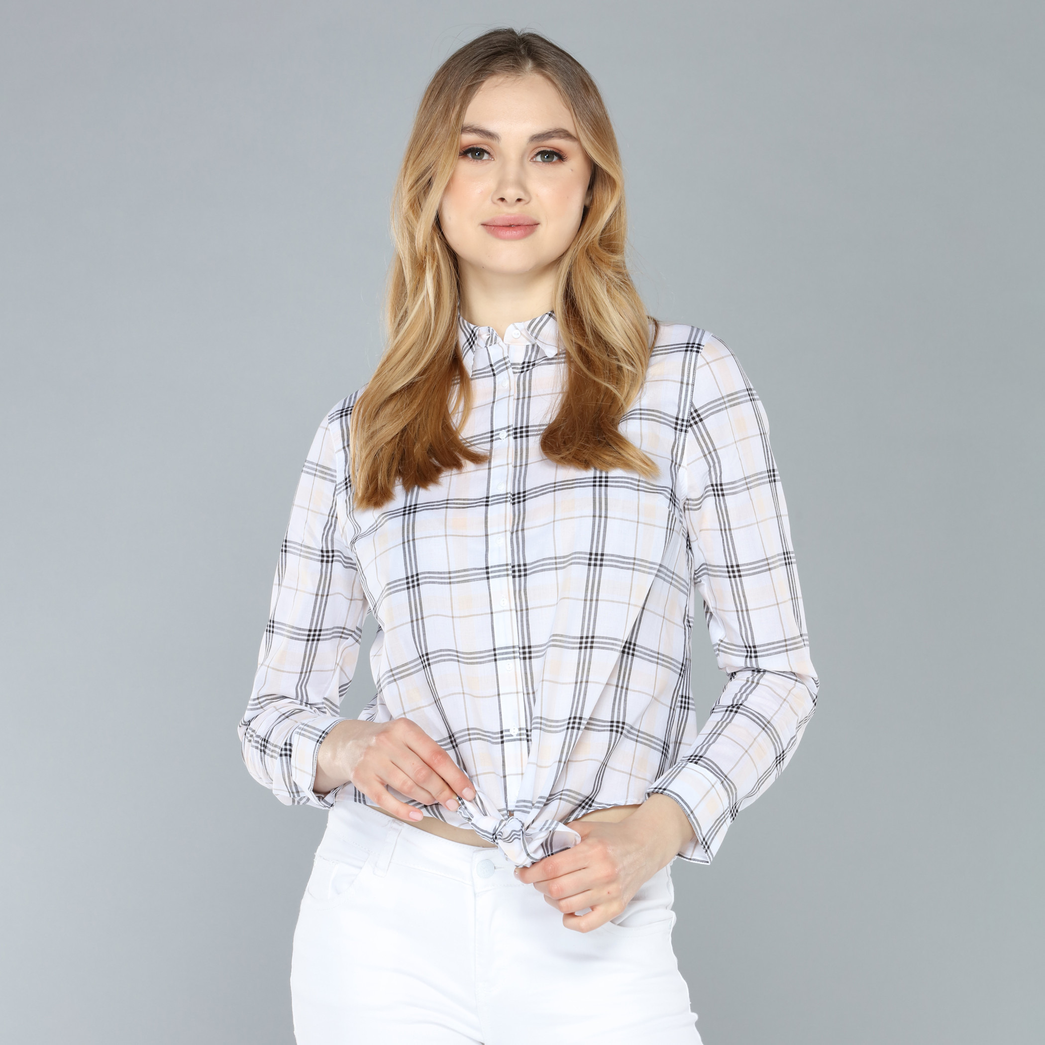 Shop Chequered Shirt with Long Sleeves 