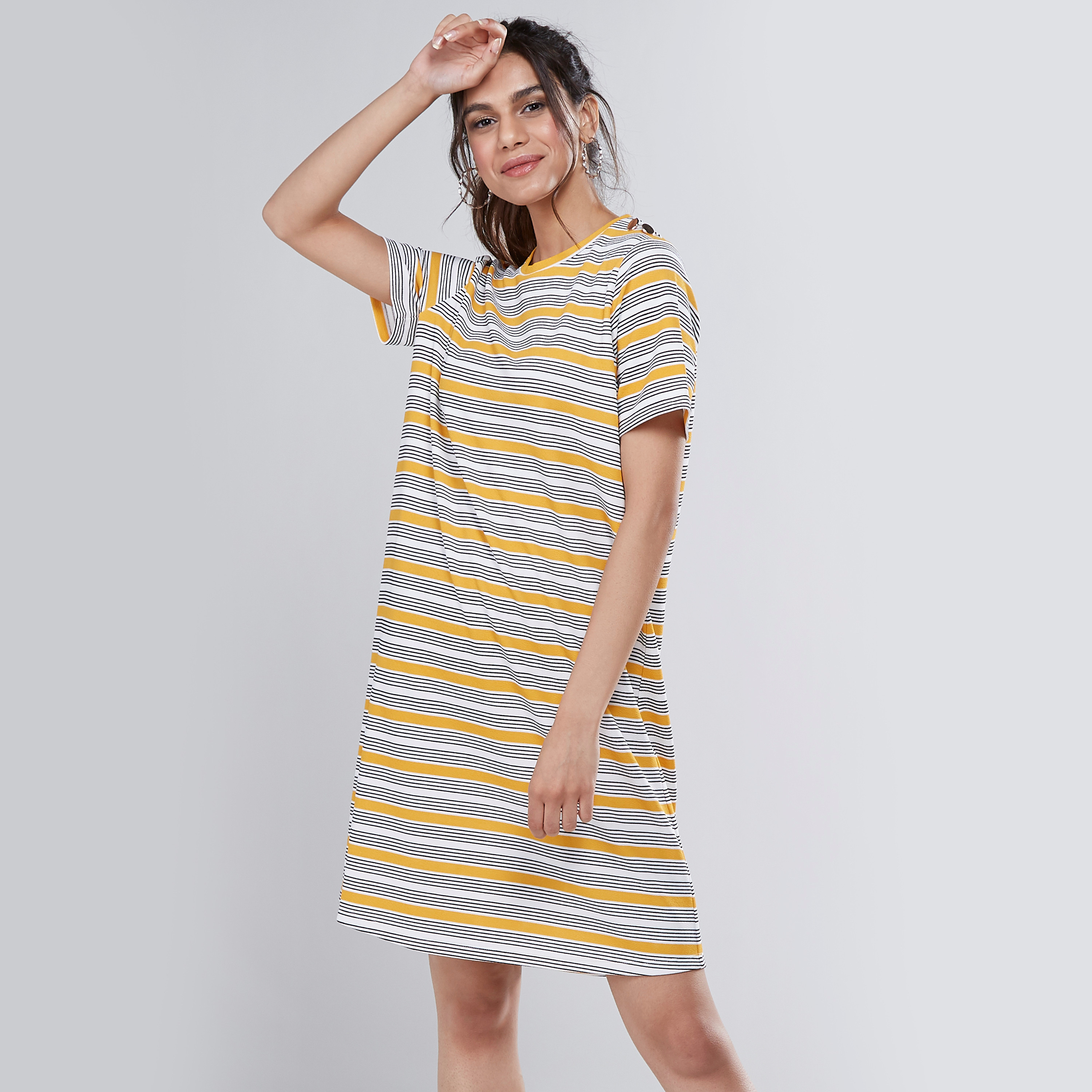 Shop Striped Midi Shift Dress with 