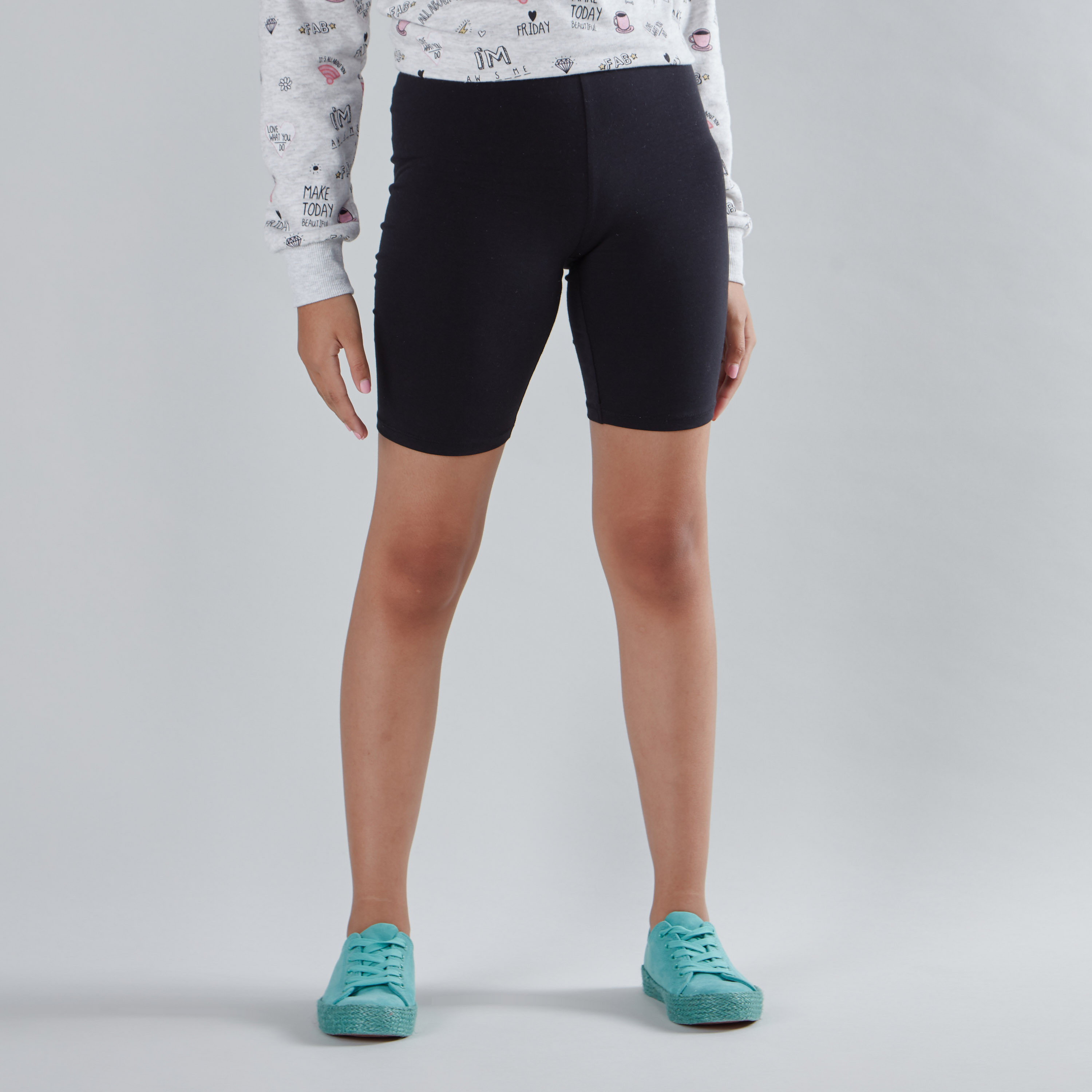 Shop Plain Cycling Shorts with Elasticised Waistband Online Max Kuwait