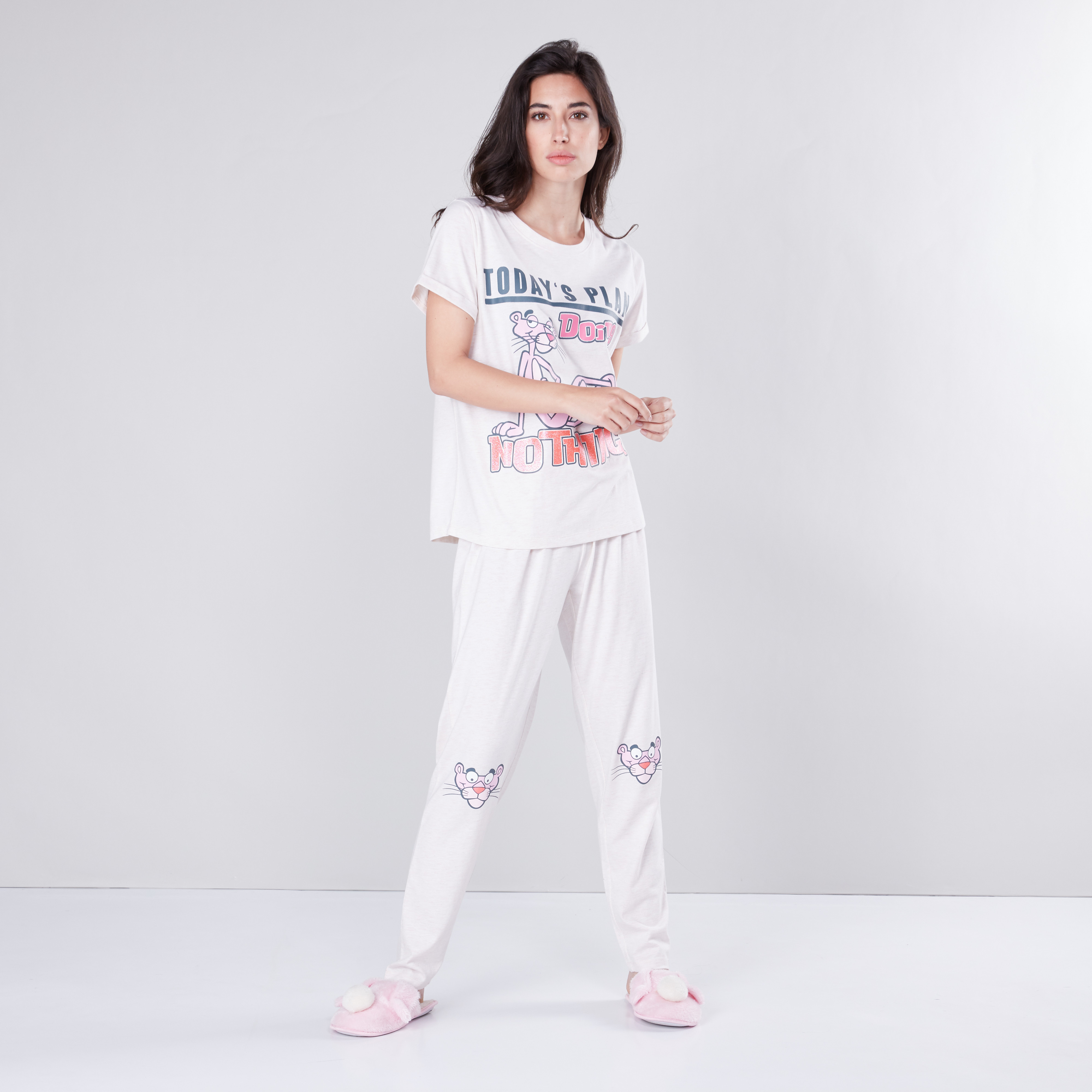 Shop The Pink Panther Printed T shirt with Jog Pants Online Max