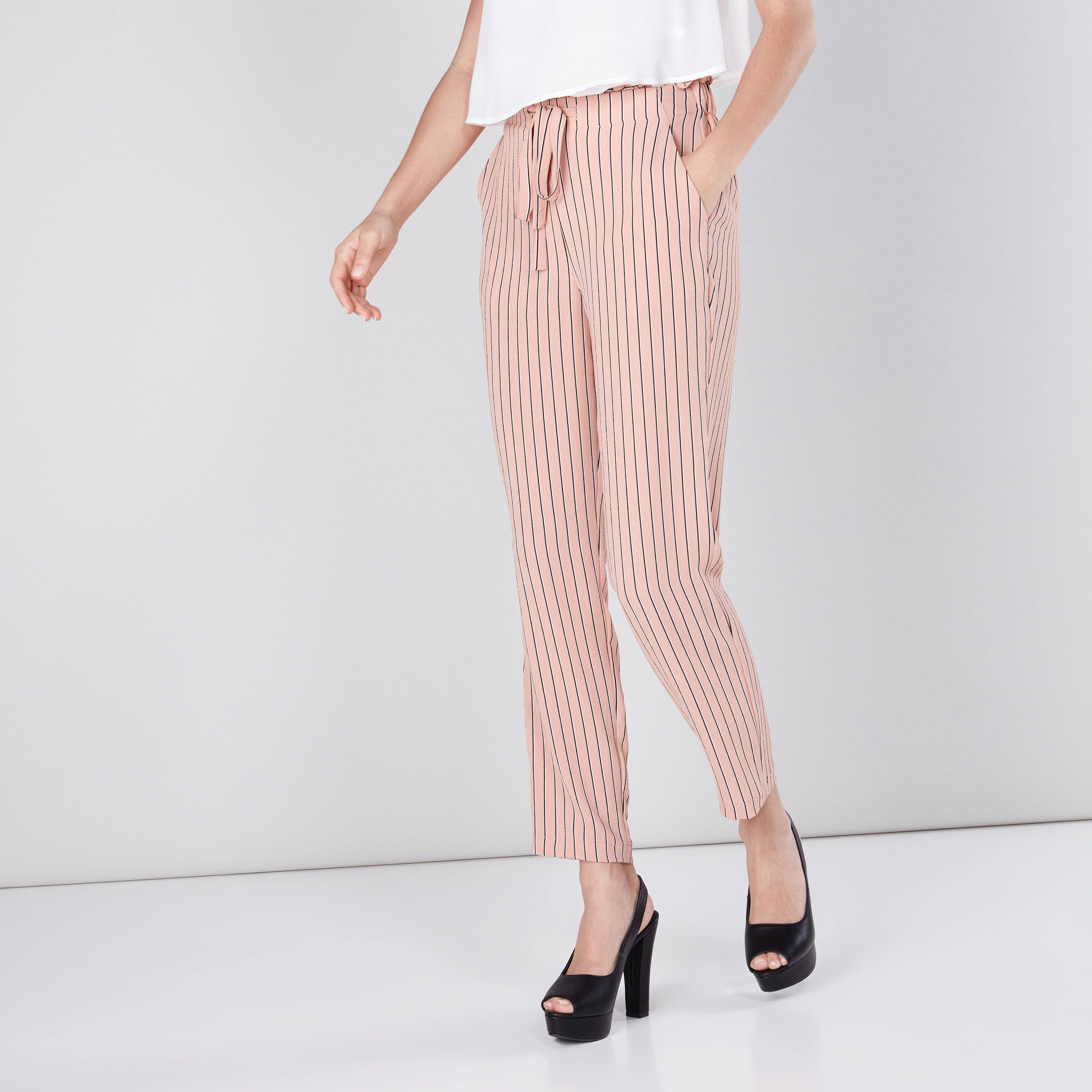 Paperbag pants striped sale