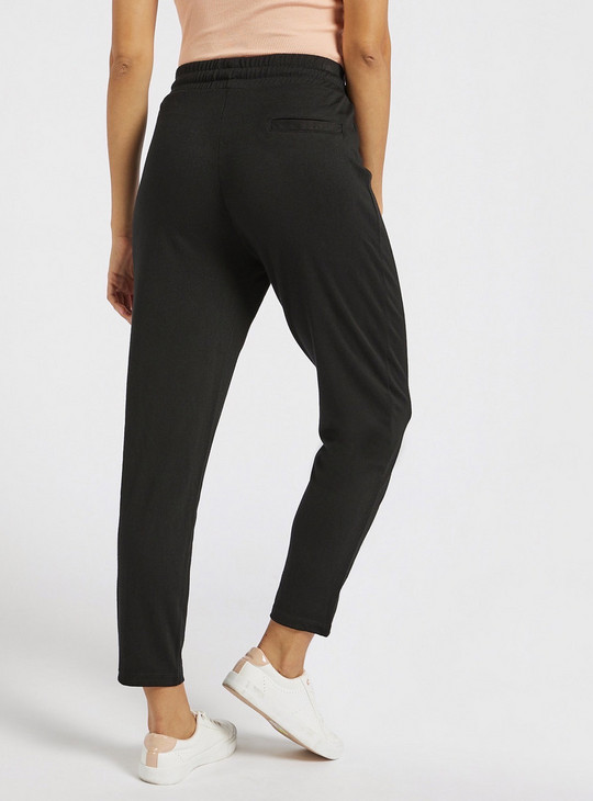 Solid Mid-Rise Pants with Drawstring Closure