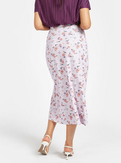 All-Over Floral Print Ruched Skirt with Elasticised Waistband