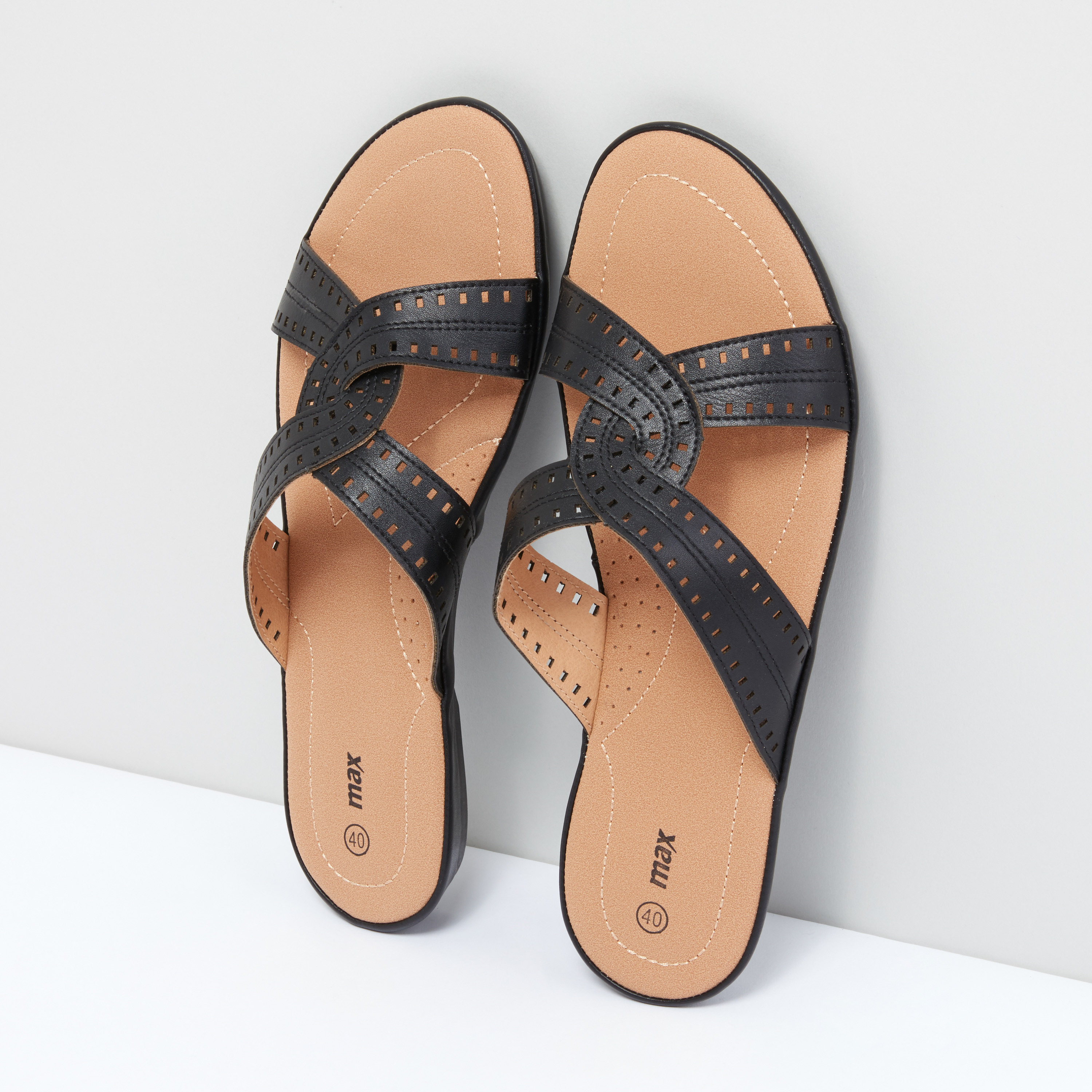 Shop Cross Strap Sandals with Pin Buckle Closure Online | Max Bahrain