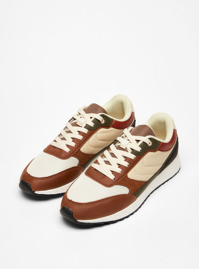 Colourblock Sneakers with Lace-Up Closure-Sports Shoes-image-1