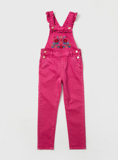 Floral Embroidered Full-Length Dungarees