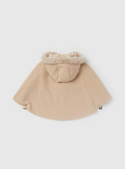 Solid Hooded Cape with Pockets and Zip Closure