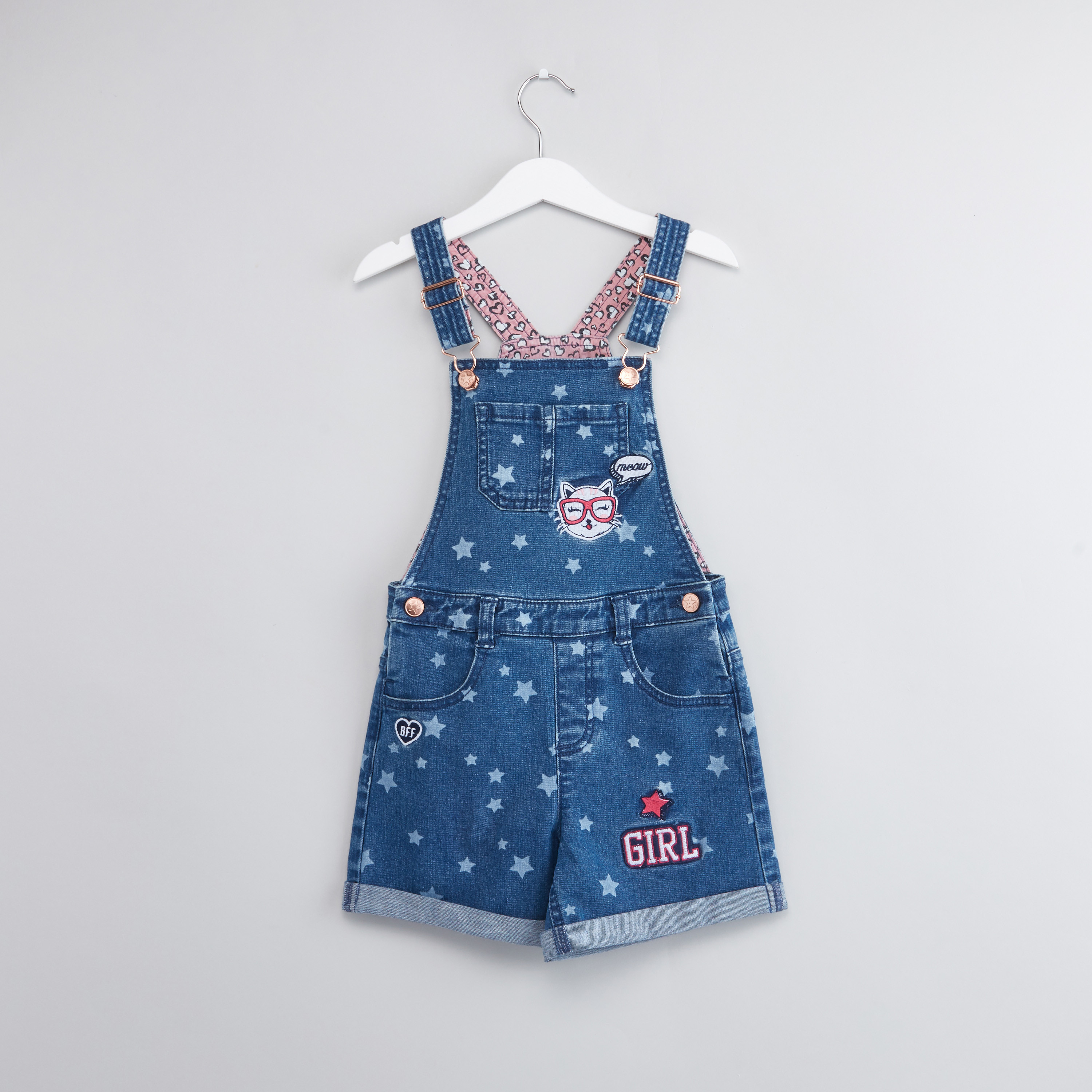 Shop Star Print Denim Dungarees with 