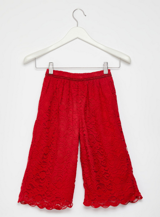 Lace Detail Culottes with Elasticised Waistband
