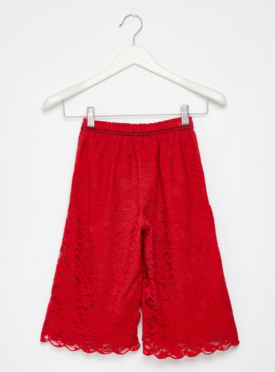 Lace Detail Culottes with Elasticised Waistband