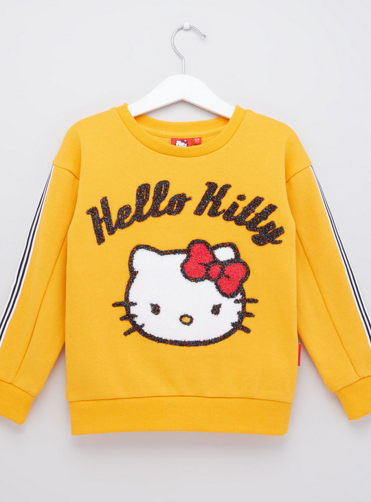 Hello Kitty Glitter Detail Sweat Top with Long Sleeves
