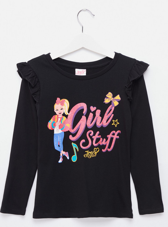 JoJo Siwa Print T-shirt with Long Sleeves and Round Neck