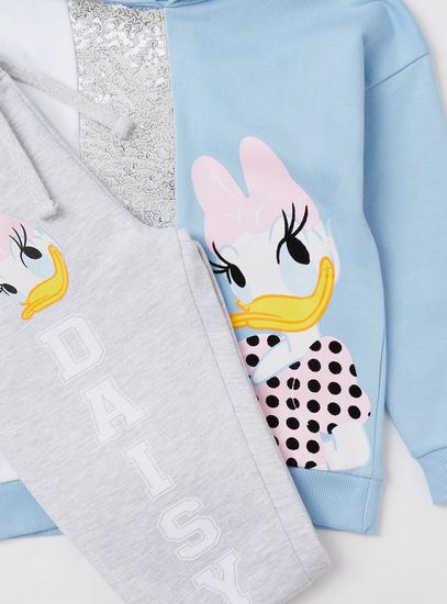 Daisy Duck Print Hoodie and Full-Length Joggers Set