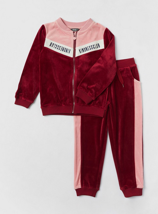 Bomber Jacket with Embroidery Detail and Jog Pants Set