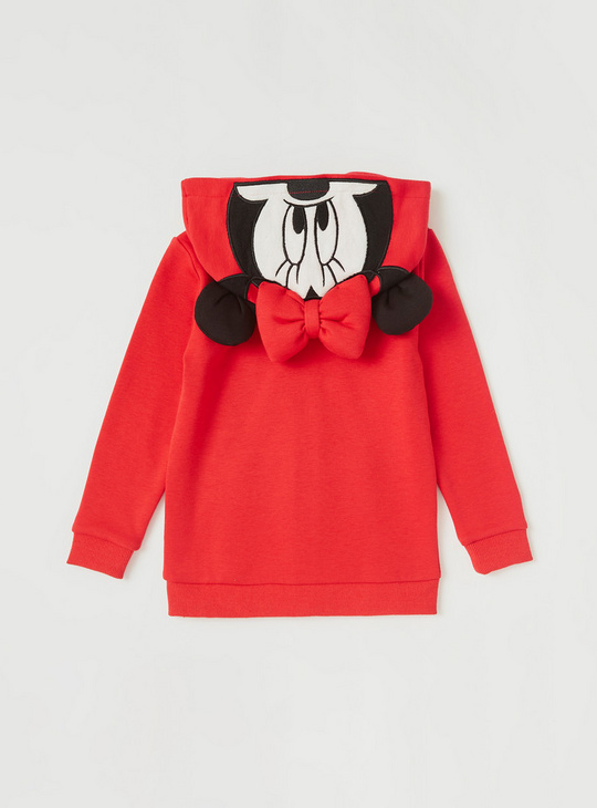 Minnie Mouse Embroidered Detail Hoodie with Long Sleeves