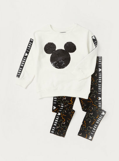 Mickey Mouse Embellished Sweatshirt and Leggings Set