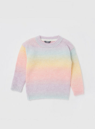 Space-Dyed Round Neck Sweater with Long Sleeves
