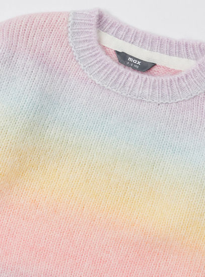 Space-Dyed Round Neck Sweater with Long Sleeves