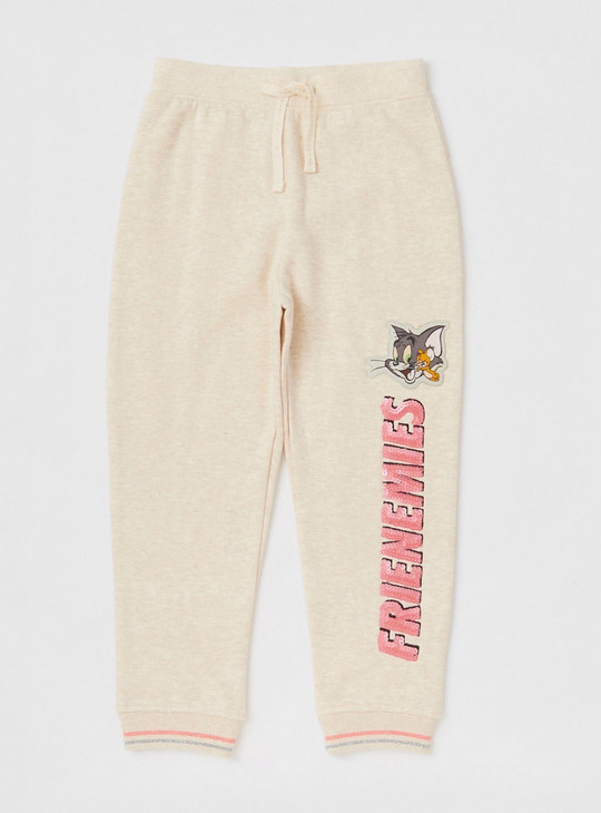 Tom and Jerry Print Long Sleeves Hoodie and Full Length Jog Pants Set