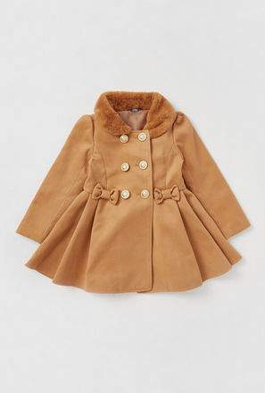 Solid Collared Coat with Long Sleeves and Button Closure