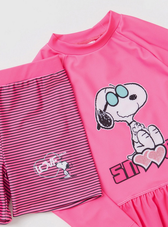 Snoopy Dog Print 2-Piece Swimwear Set