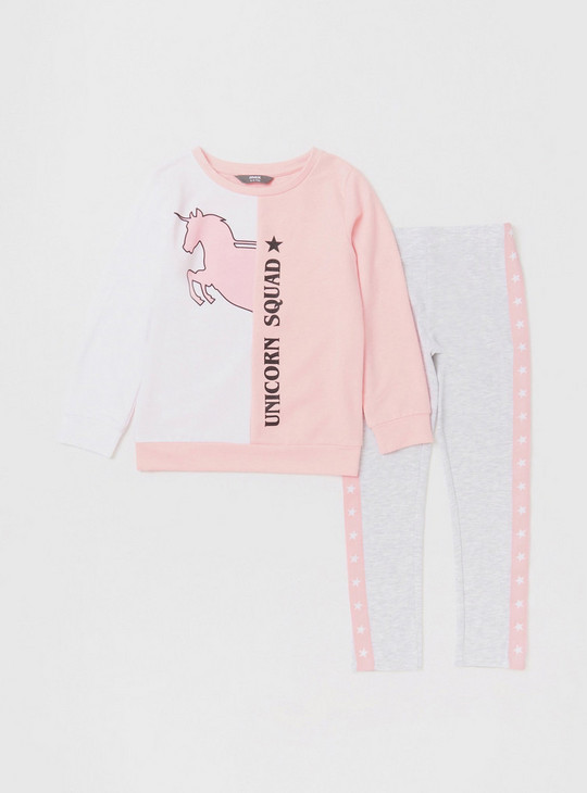 Set of 2 - Unicorn Print Sweatshirt and Pyjamas