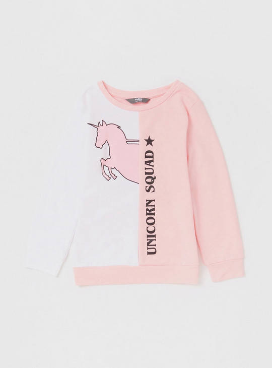 Set of 2 - Unicorn Print Sweatshirt and Pyjamas