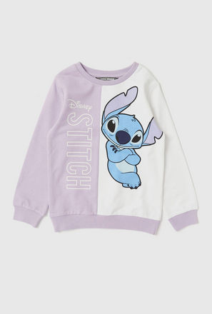 Colourblock Stitch Print Sweatshirt with Round Neck and Long Sleeves-mxkids-girlstwotoeightyrs-clothing-character-hoodiesandsweatshirts-3