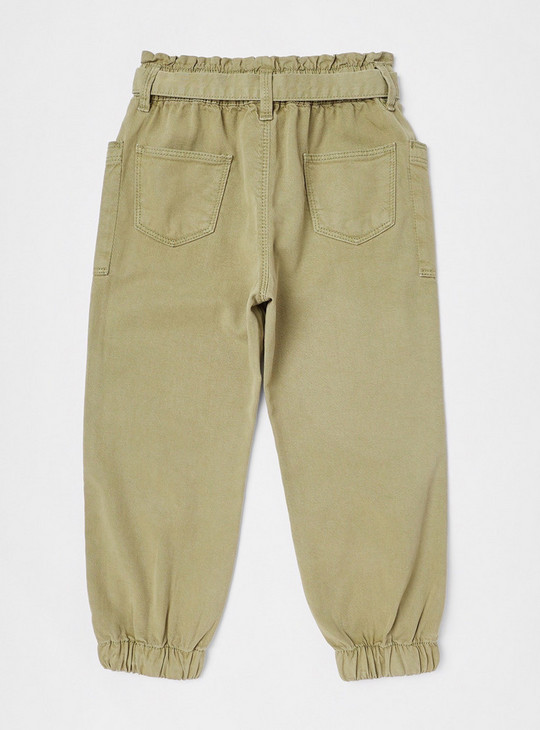 Solid Joggers with Pockets and Belt Tie-Up