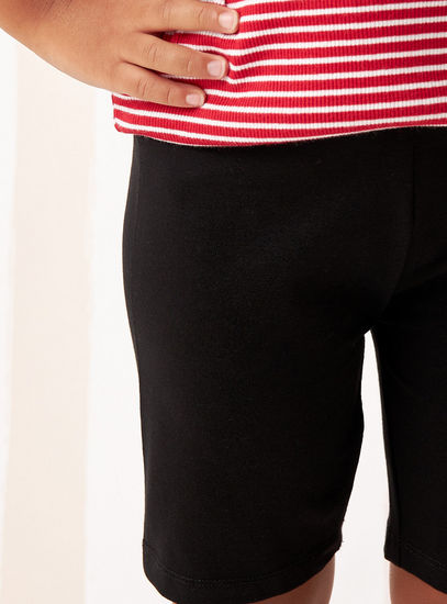 Solid Anti-Pilling Cycling Shorts with Elasticised Waistband