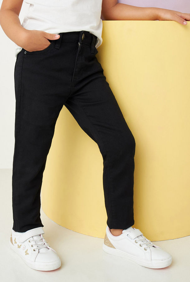 Full Length Plain Jeans with Pocket Detail and Belt Loops-undefined-2