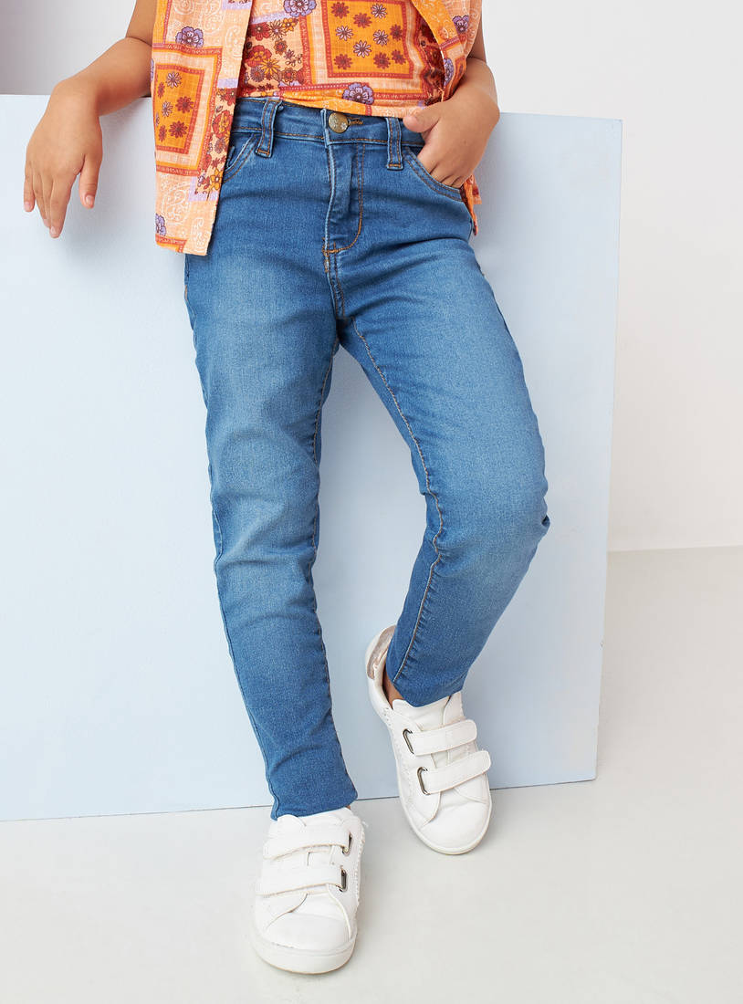 Full Length Jeans with Pocket Detail and Belt Loops-Jeans-image-0