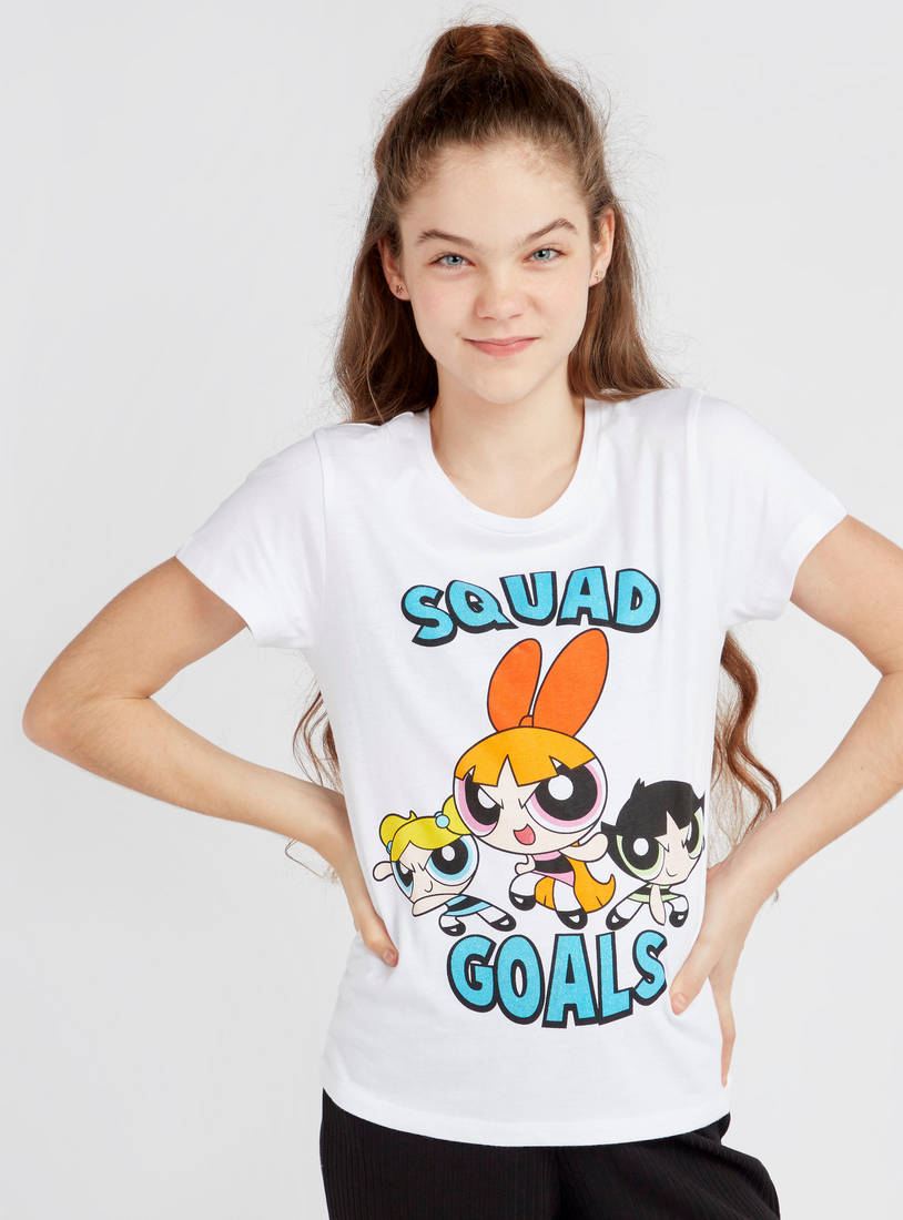Shop Power Puff Girls Print T-shirt with Round Neck and Short Sleeves  Online