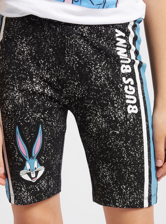 Bugs Bunny Print Cycling Shorts with Elasticated Waistband
