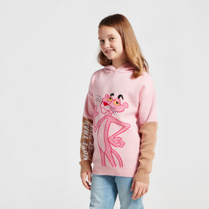 The Pink Panther Print Sweater with Long Sleeves and Hood