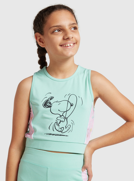 Snoopy Print Sleeveless Round Neck T-shirt and Shorts Set