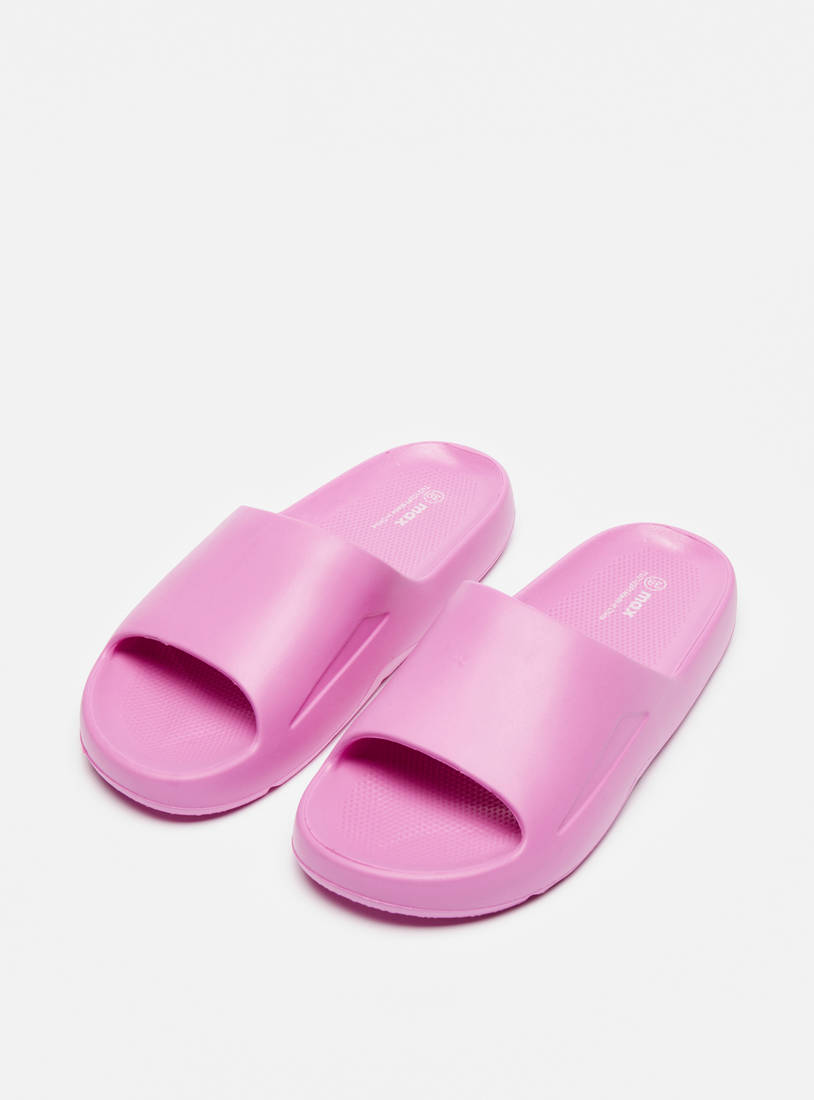 Solid Open Toe Slide Slippers-Flip Flops-image-1