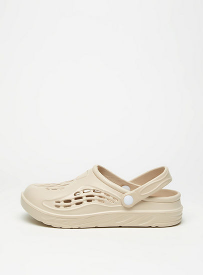 Solid Slip-On Clogs with Cutout Detail and Back Strap-Flip Flops-image-0