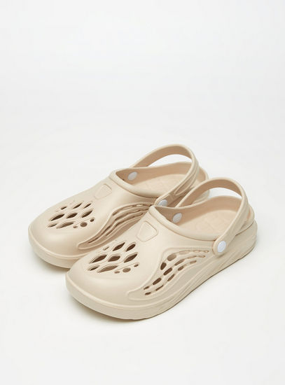 Solid Slip-On Clogs with Cutout Detail and Back Strap-Flip Flops-image-1