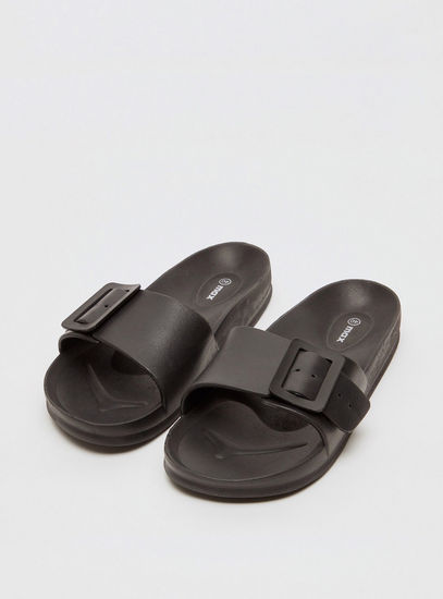 Buckle Accented Slide Slippers