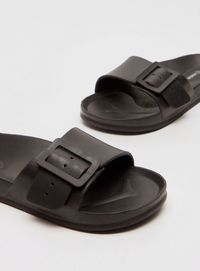 Buckle Accented Slide Slippers